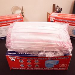 3 Layer Disposable Face Masks (Pink) - 50 Count