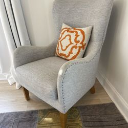 Wingback Accent Chair - Light Grey Fabric 