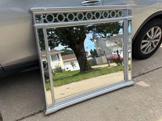 Large Silver Framed Wall Mirror