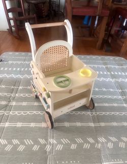 ROBUD Wooden Baby Walker Rattan Push
