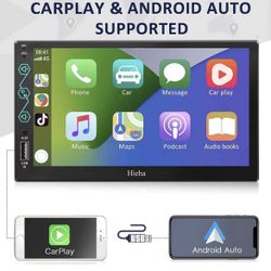 Car Stereo Compatible with Apple Carplay & Android Auto, 7 Inch HD Touchscreen Car Radio with Bluetooth & Backup Camera, Built-in Microphone,AM/FM Rad