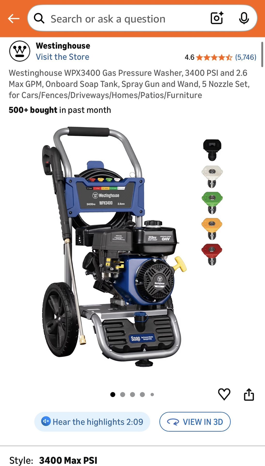 Power Washer Westinghouse