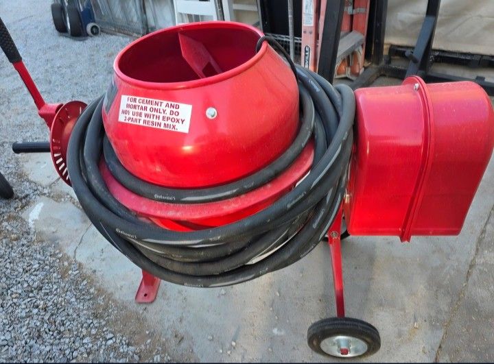 Cement Mixer, Hose, And Trowels