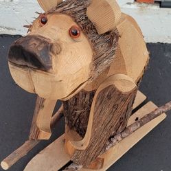 handwood carve bear decor