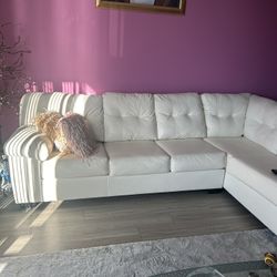 White Leather Sectional