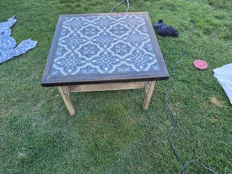 VINTAGE KROELER MOSIAC  TILE & WOOD MISSION TABLE