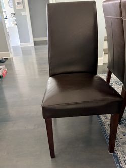Leather dining chairs (7)