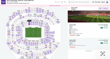 2x SPAIN VS SAUDI ARABIA ATLANTA VIP TICKETS