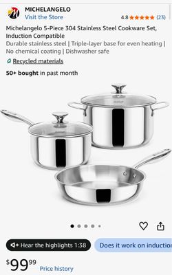 Michelangelo 5-Piece Stainless Steel Cookware Set