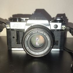 Canon AE-1 Program 35mm Film Camera w/ Canon FD 50mm f/1.8 Lens – Tested Working