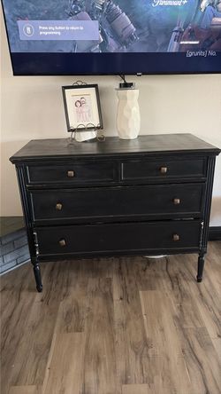 Black Wood Dresser with Brass Hardware