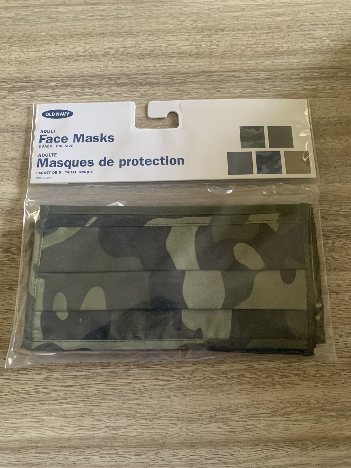 Old Navy Unisex Adult Camouflage Face Masks 5 Pack One Size Fits All NWT  