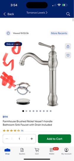 BYH Farmhouse Brushed Nickel Vessel 1-handle Bathroom Sink Faucet with Drain Included