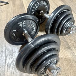 Beautiful Vintage Standard Adjustable Dumbbells  (85 lbs)