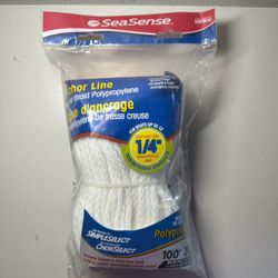 SeaSense 1/4" x 100' White Hollow Braid Polypropylene Anchor Line