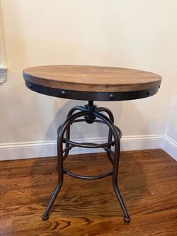 Industrial Wood & Metal Coffee Table + Round Accent Table