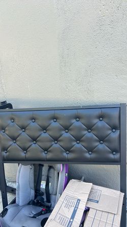 Black Tufted Upholstered Bed Headboard