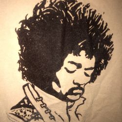 Jimi Hendrix Cotton T-SHIRT with a Velvet Portrait Of Jimi Awesome color is Tan