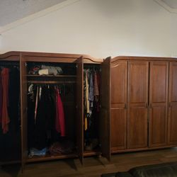 Two Solid Wood 4vDoor Wardrobe Closets