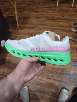 On Running Cloudmonster Sneaker White Green Pink