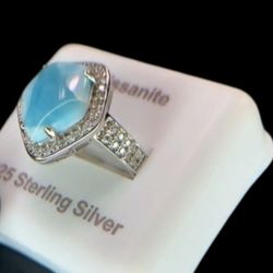 Cushion Larimar Ring With Mossinate Size 8 