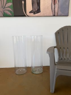 Pair Of 31 Inch Tall Glass Vase For Plant Terrariums 