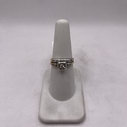 10kt Dual-Tone Gold Duo Diamond Engagement Style Ring Set 