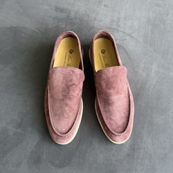 Loro Piana Burgundy Suede Slip-On Loafers — EU 44 / US 11