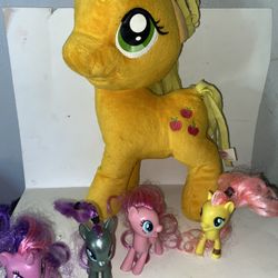 my little ponys plush and 4 pony's figure 
