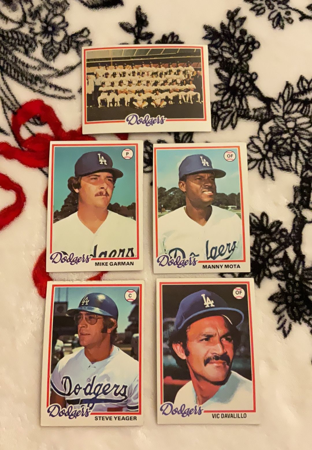 set of 5pcs Topps 1978 Dodgers baseball cards