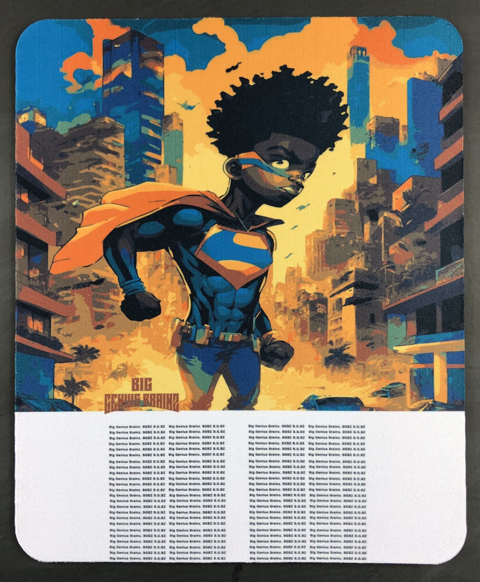 BGB Big Genius Brainz Black Superhero Soft Gaming Computer Mouse Pad 9.7 X7.9