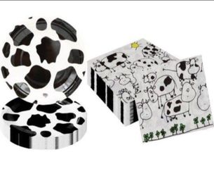Cow Print Birthday Party Supplies,Cake Paper Plates and Napkins for Cow Print Theme