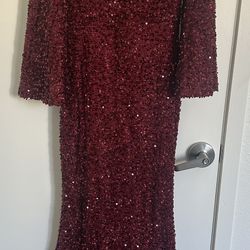 Red Sequence Elegant Dress, XL