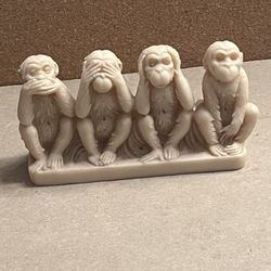Rare The Four Wise Monkeys Statue - Do No Evil See No Evil Hear No Evil Speak No Evil