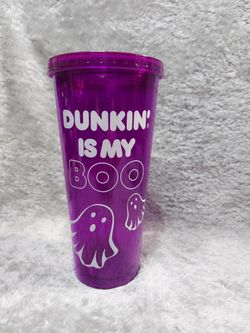 Dunkin Is My Boo Tumbler 24 Oz. Purple Cup NO Straw Must Pick Up