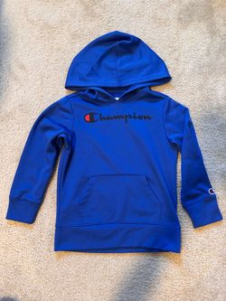 Champion Kids Script Logo Hoodie Blue