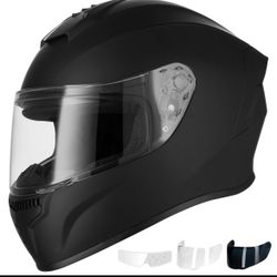 Favoto Motorcycle Full Face Helmet DOT Approved, Lightweight ABS Shell, Anti-Fog Film Included, Flip-Up Street Bike Helmet with Aerodynamic Design (M)