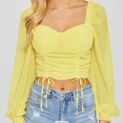 Yellow Top Brand New Sleeves Are See through