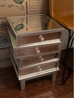 Glass metallic end table