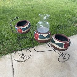 flower pots with bicycle 