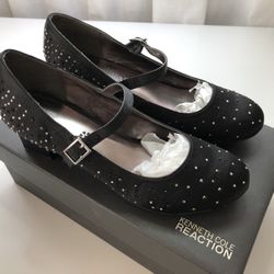 Kenneth Cole Reaction Black Satin Sparkle High Heel Girls Size 2.5