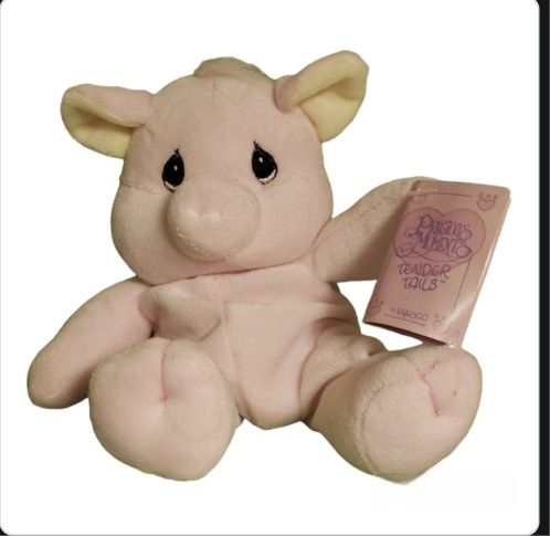 Precious Moments Tender Tails Pig Plush Stuffed Animal Baby Pink 1997