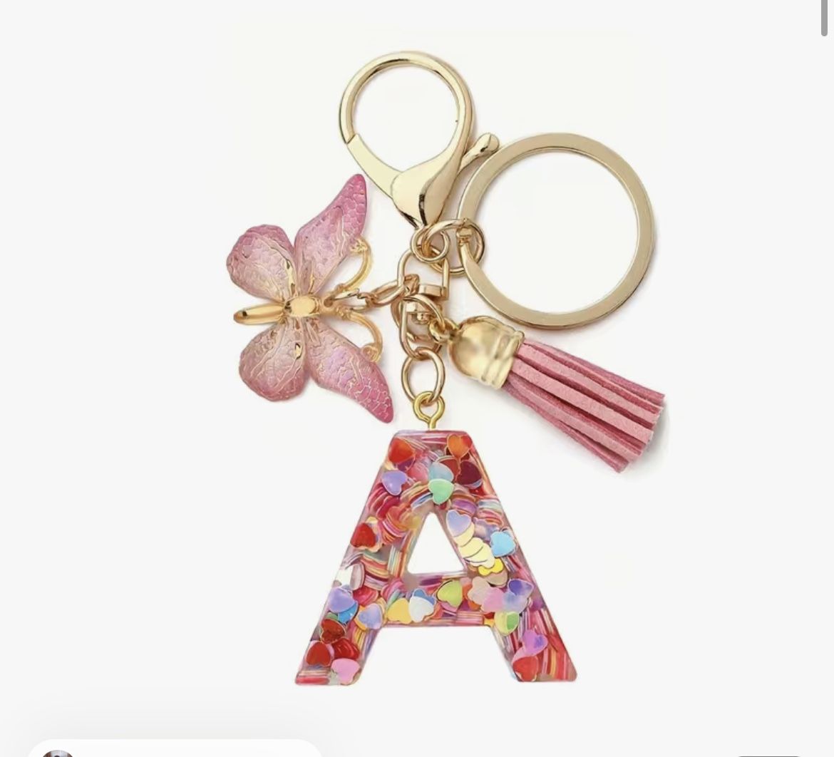 Letter A Pink Keychain.