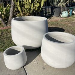 Modern Concrete Pots-Cement Planters($220 set of 3)