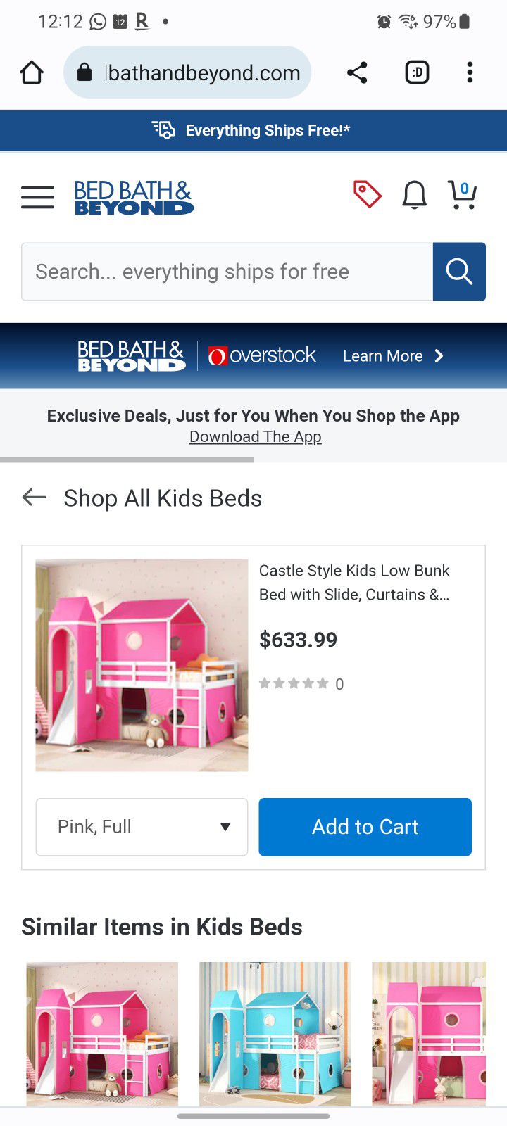Original price $633.99. Castle Style Kids Low Bunk Bed with Slide, Curtains & Tower, Floor Bunk Bed Frame with Slide - Full  Size