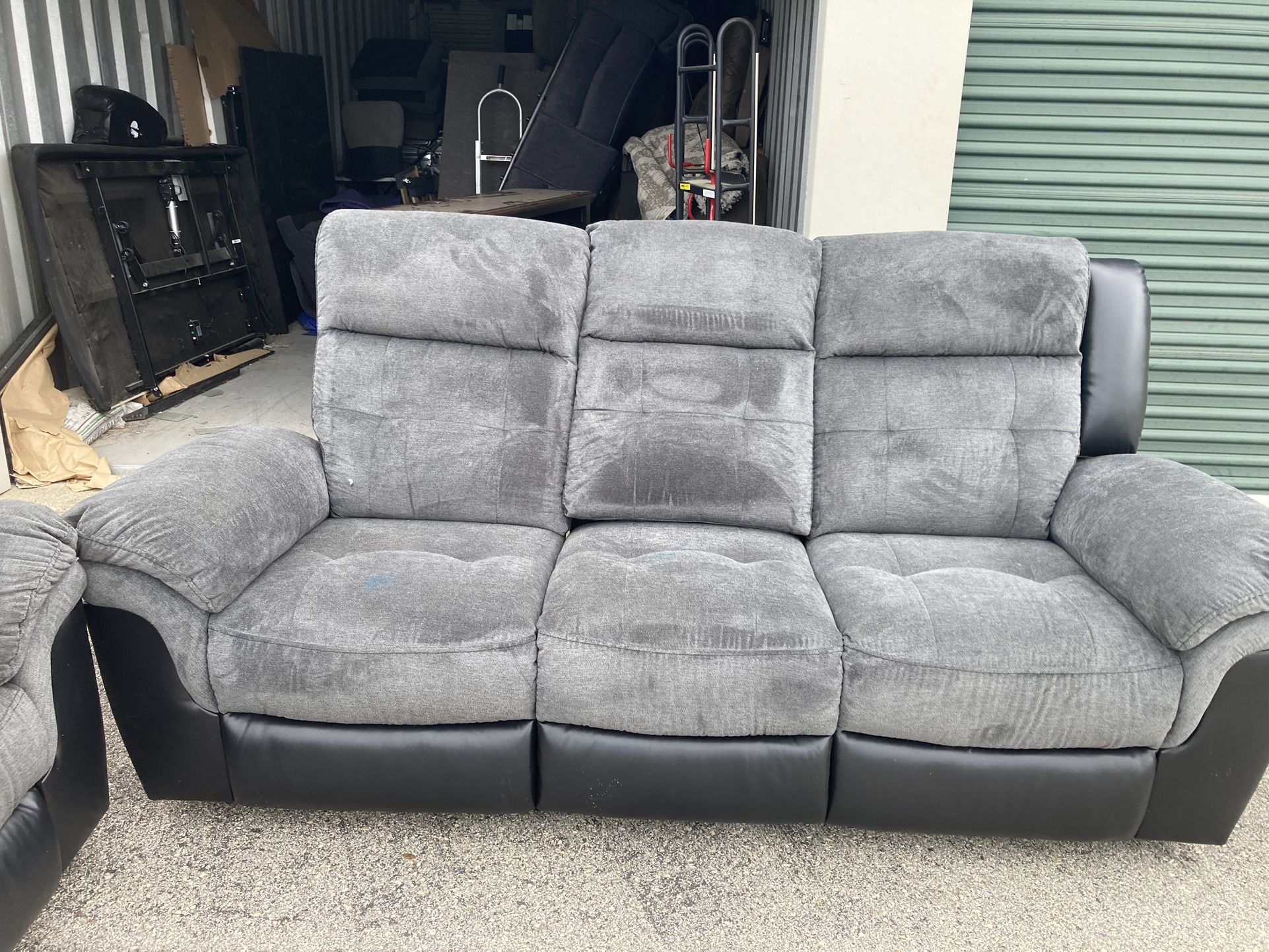 Black And Gray Power Sofa And Loveseat Recliner