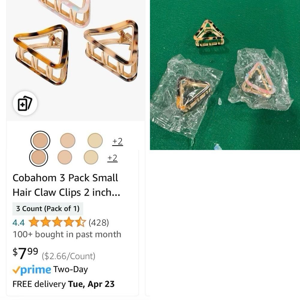 New Cobahom 3 Pack Small Hair Claw Clips 