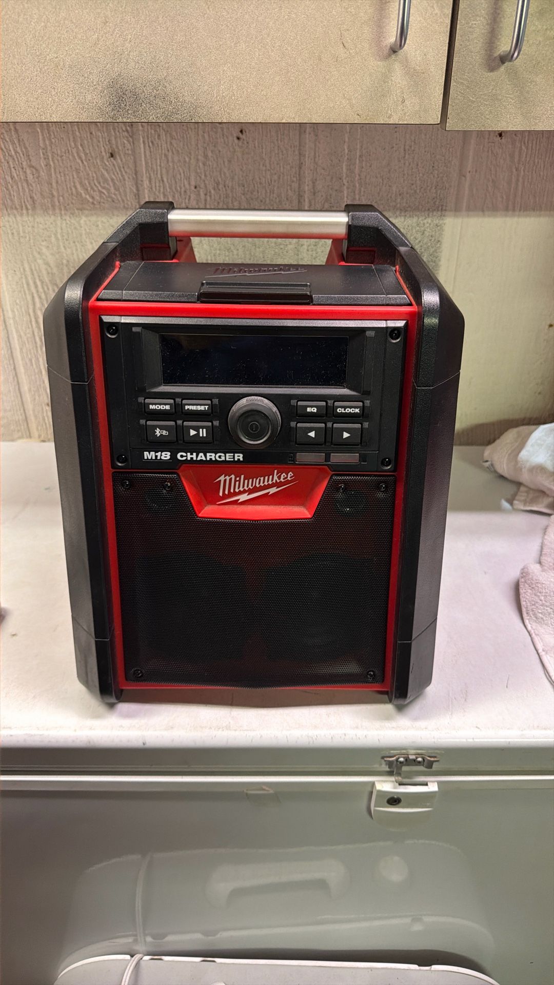 ***OPENED AND LEFT IN THE GARAGED****Milwaukee M18 Lithium-Ion Cordless Jobsite Radio/Charger Model #2792-20 $160 OBO