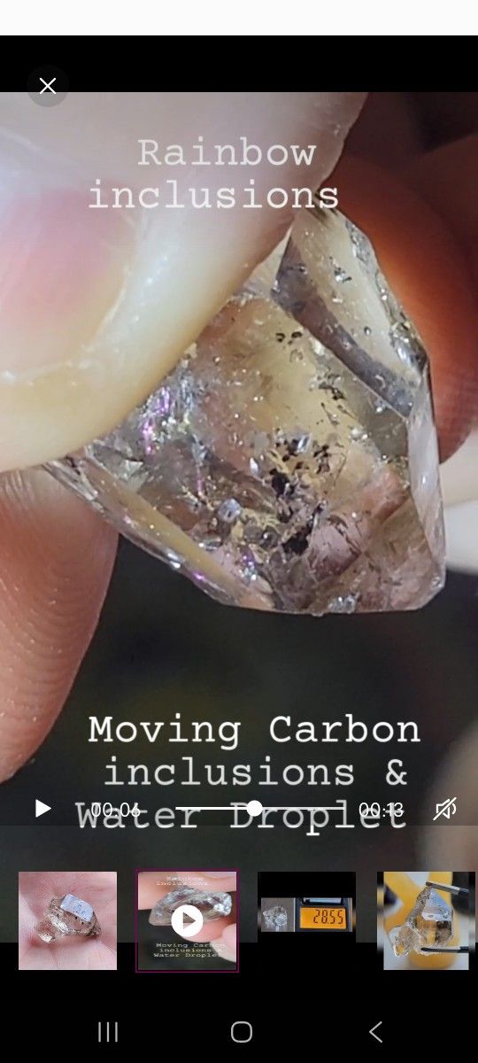 28.55ctw RARE Herkimer Diamond W/ Moving Carbon Inclusions / Water / Rainbows