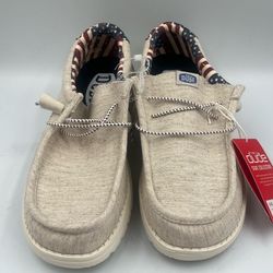 NEW Hey Dude  Wally Patriotic Unisex Slip on Shoes Men 9 Women’s 11 NWT